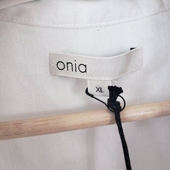 Onia Air Linen Shirt Dress Size XL White Button Front NEW Sleeveless Coastal - Picture 6 of 9